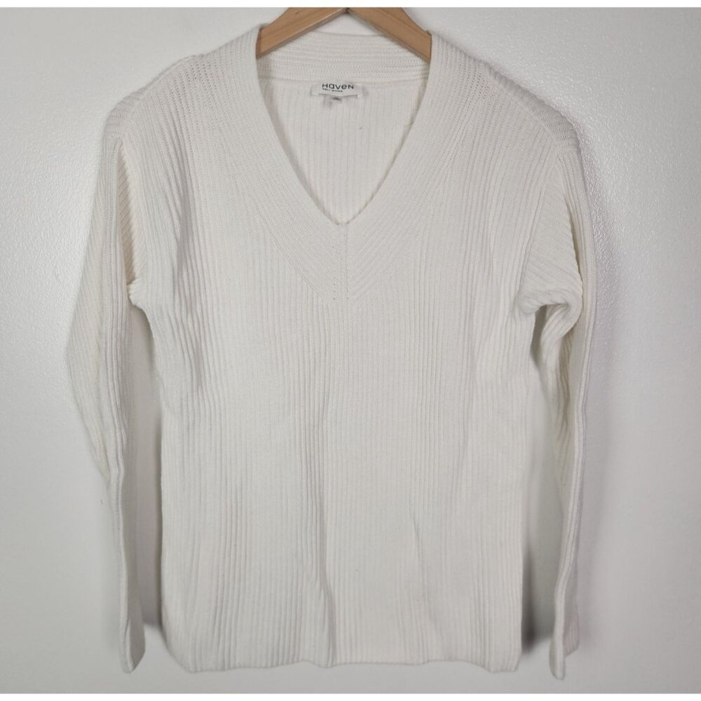 Haven Well Within Women's Sz. XS White V Neck Pullover Sweater
